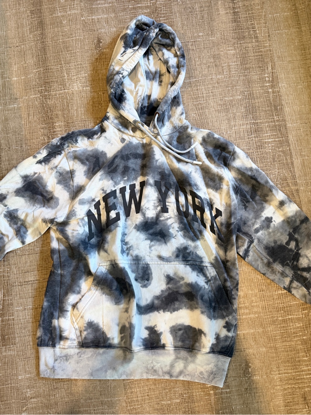 Womens Tie-Dye Hoodie Sweatshirt - Gray & White